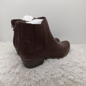 Esprit Boots Womens 6.5 Brown Tylee Ankle‎ Calf Leather Block Heel Zip Closure